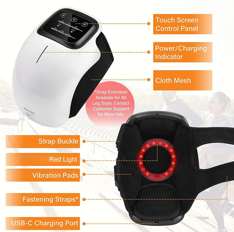 Flexible wrap design of the LumaWrap knee massager conforming to the knee