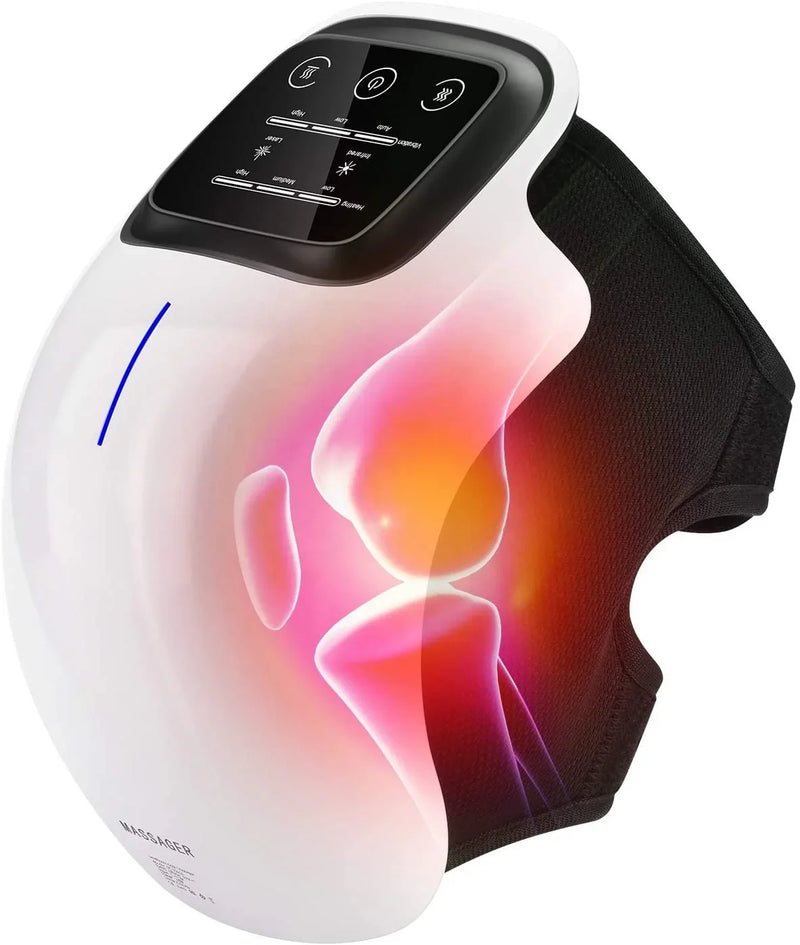 LumaWrap knee massager LED touch screen controls for heat, light, and massage settings